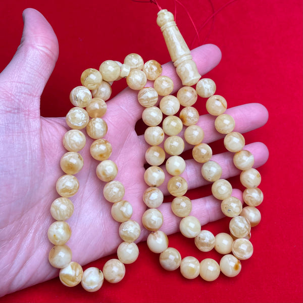 YELLOW/WHITE AMBER ROSARY 11,7mm 62,8g