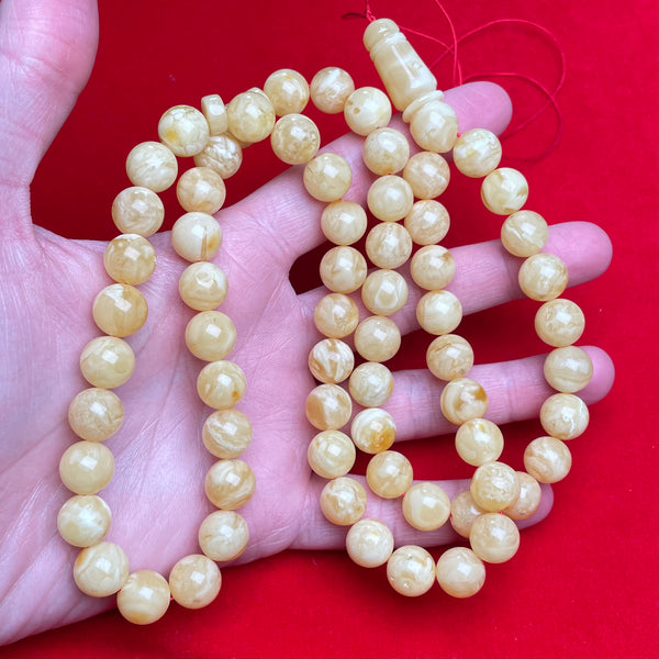 YELLOW/WHITE AMBER ROSARY 11,2mm 55,1g