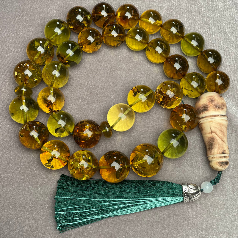 TRANSPARENT AMBER MISBAHA 22mm 198,5g