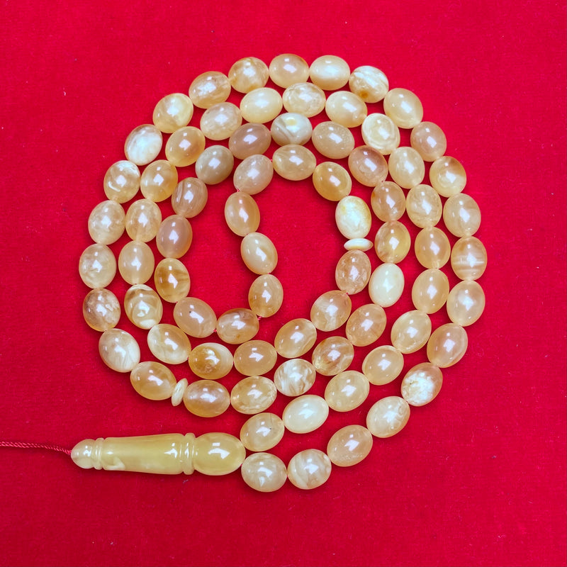 YELLOW/WHITE AMBER ROSARY 9,4x12mm 45,7g