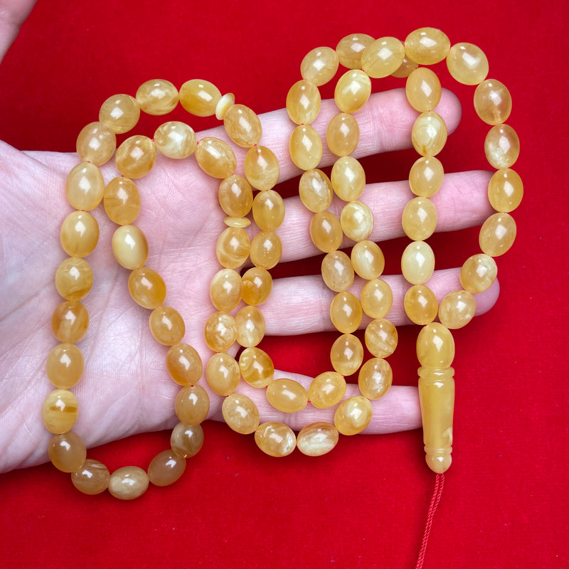 YELLOW/WHITE AMBER ROSARY 9,4x12mm 45,7g