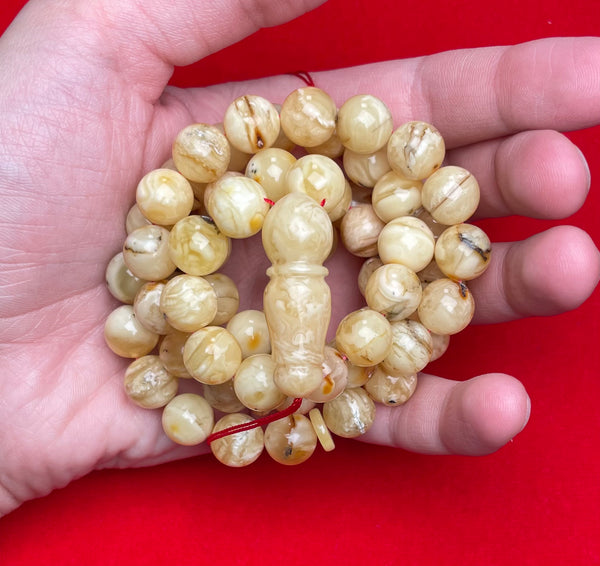 YELLOW/WHITE AMBER ROSARY 11,1mm 54,6g