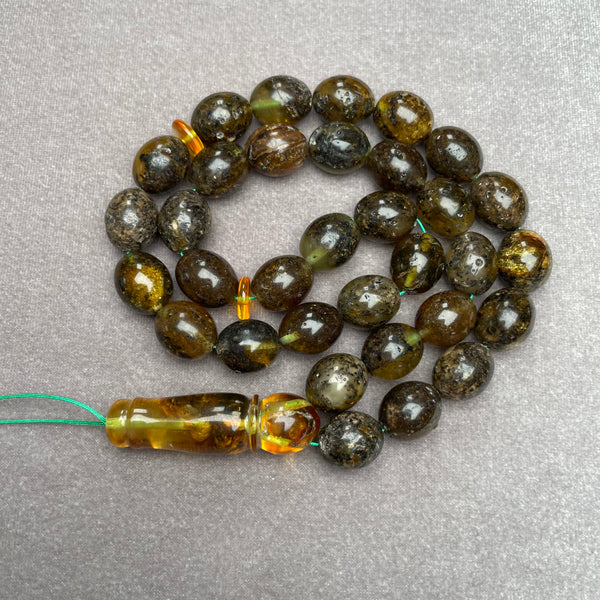 BLACK AMBER ROSARY 10,9x13,3mm 31,9g