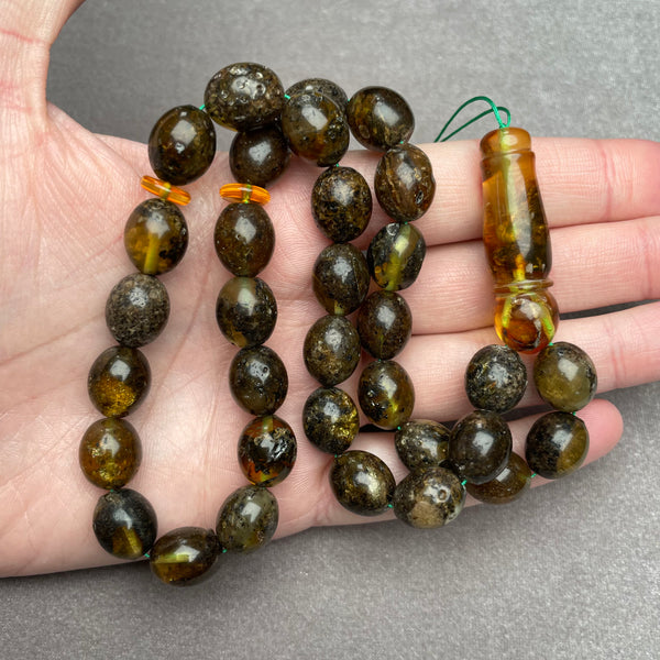 BLACK AMBER ROSARY 10,9x13,3mm 31,9g