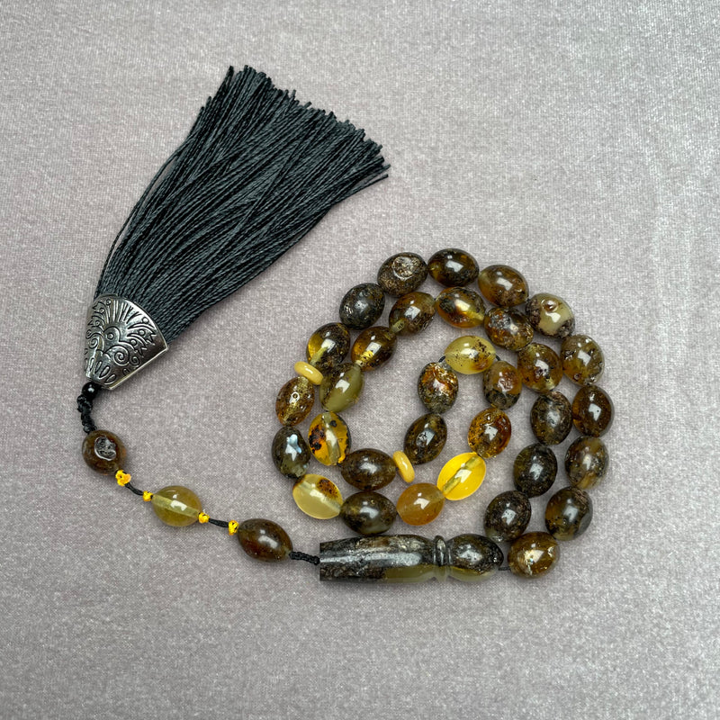 BLACK AMBER ROSARY 9x10,9mm 22,1g