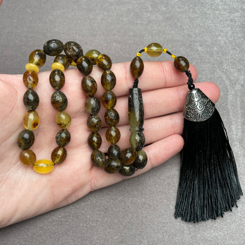 BLACK AMBER ROSARY 9x10,9mm 22,1g