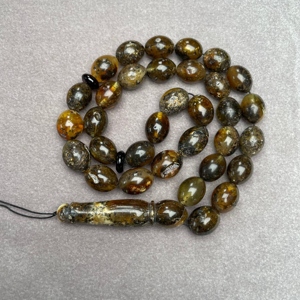 BLACK AMBER ROSARY 10,4x13,4mm 31,8g