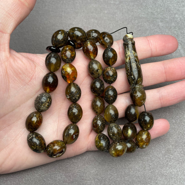 BLACK AMBER ROSARY 10,4x13,4mm 31,8g