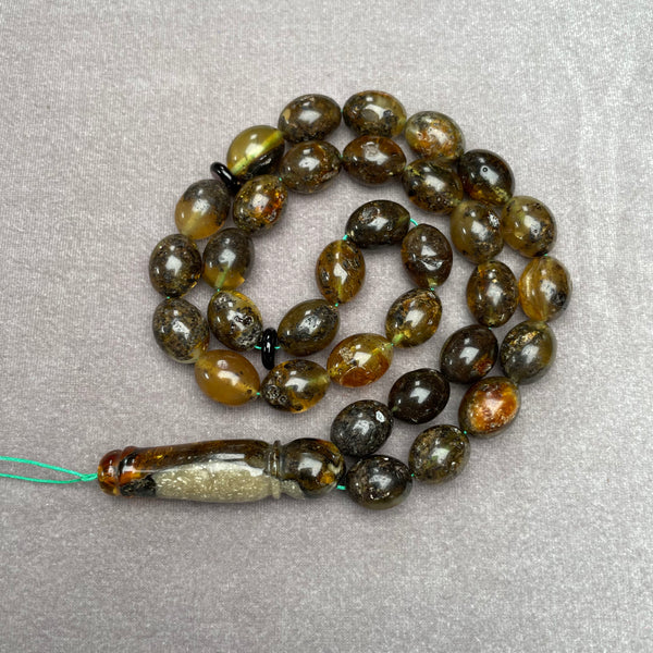 BLACK AMBER ROSARY 11x14,3mm 35,4g