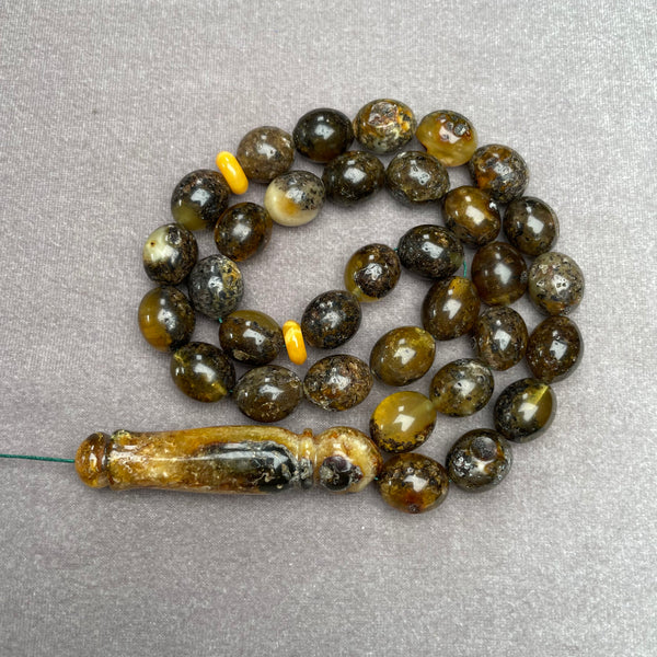 BLACK AMBER ROSARY 10,9x13,7mm 33,9g