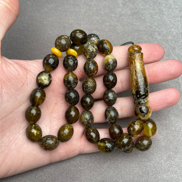 BLACK AMBER ROSARY 10,9x13,7mm 33,9g