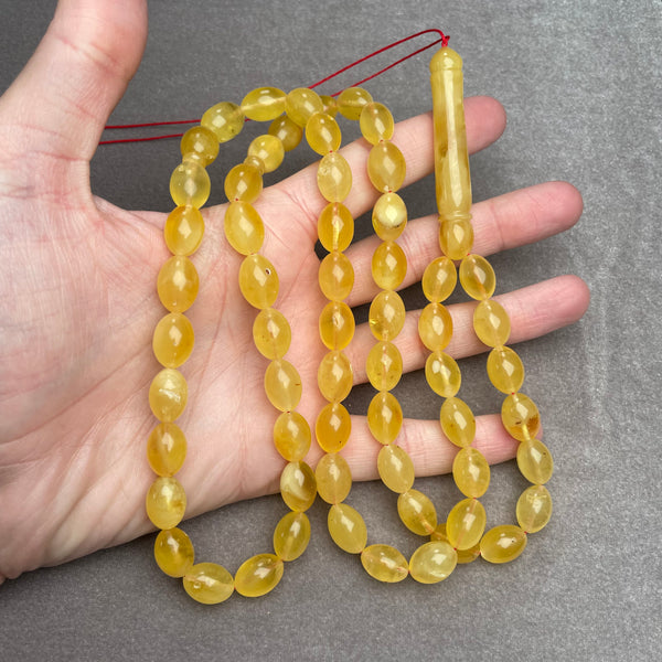 YELLOW AMBER ROSARY 9,5x13,4mm 45,5g