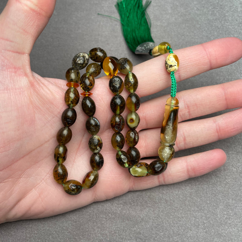 BLACK AMBER ROSARY 8,3x11,7mm 20,5g