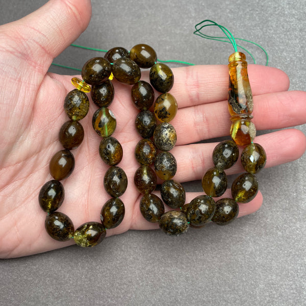 BLACK AMBER ROSARY 11x13,7mm 32,7g