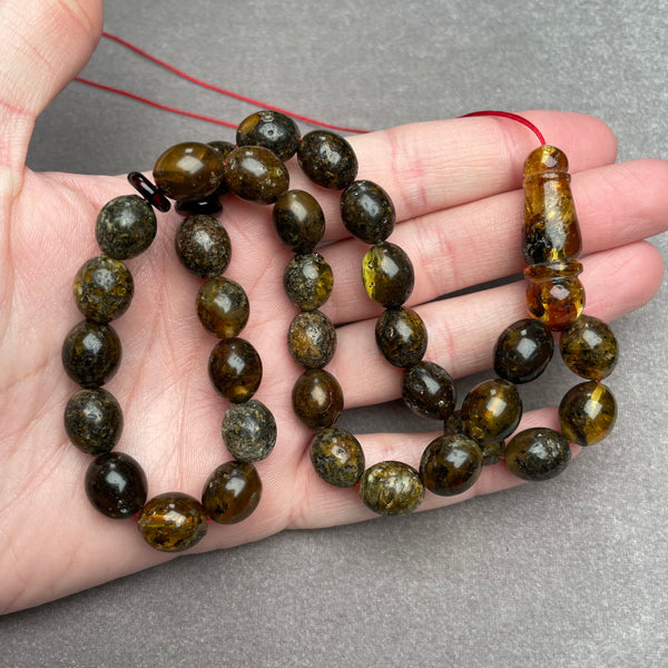 BLACK AMBER ROSARY 10,6x12,7mm 27g