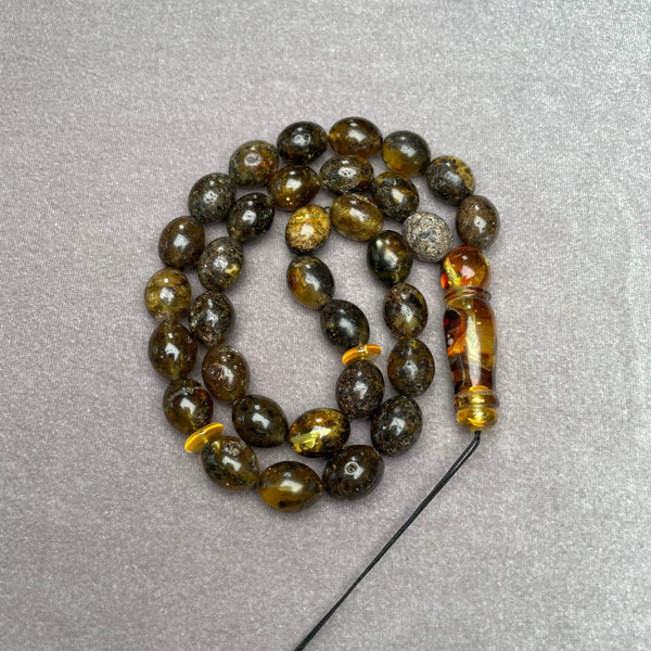 BLACK AMBER ROSARY 10,5x13,2mm 28,9g