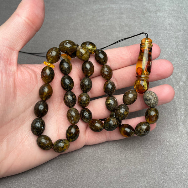 BLACK AMBER ROSARY 10,5x13,2mm 28,9g