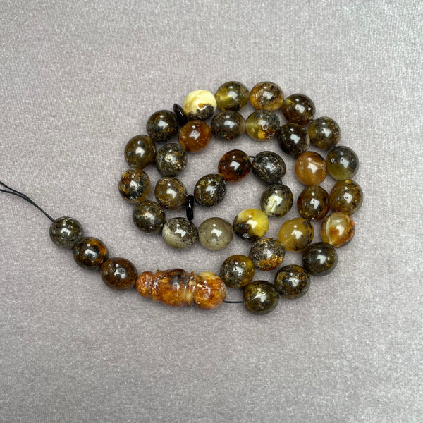 BLACK AMBER ROSARY 11x12mm 31,3g