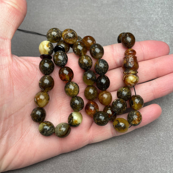 BLACK AMBER ROSARY 11x12mm 31,3g