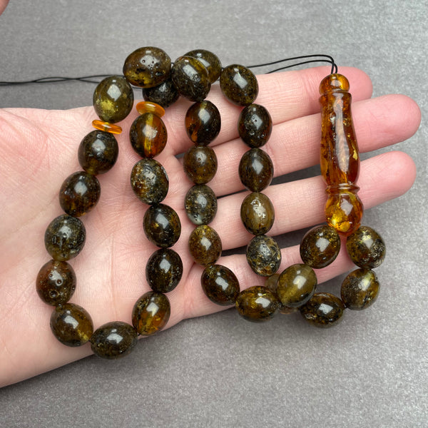 BLACK AMBER ROSARY 11,4x13,9mm 36,9g