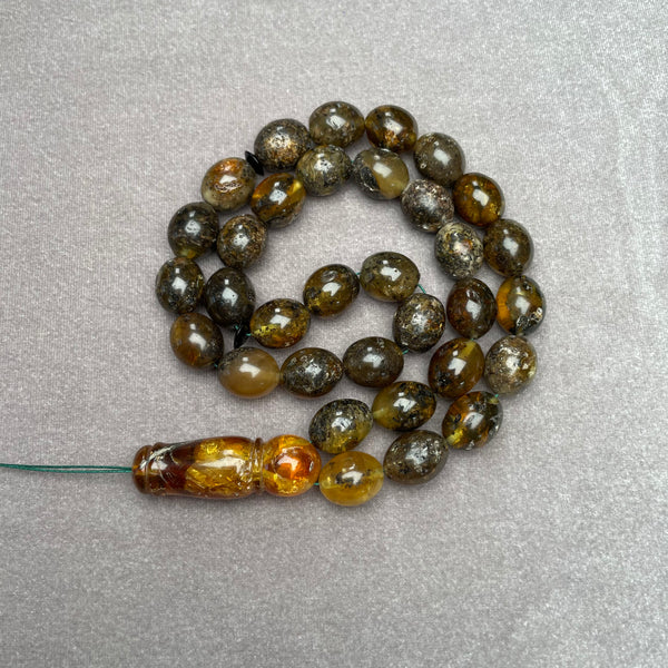 BLACK AMBER ROSARY 11,3x14mm 35g