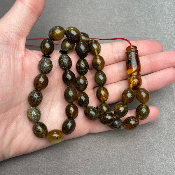 BLACK AMBER ROSARY 11,1x13,7mm 32,7g