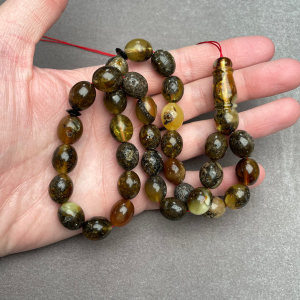 BLACK AMBER ROSARY 11,3x13,6mm 33,5g