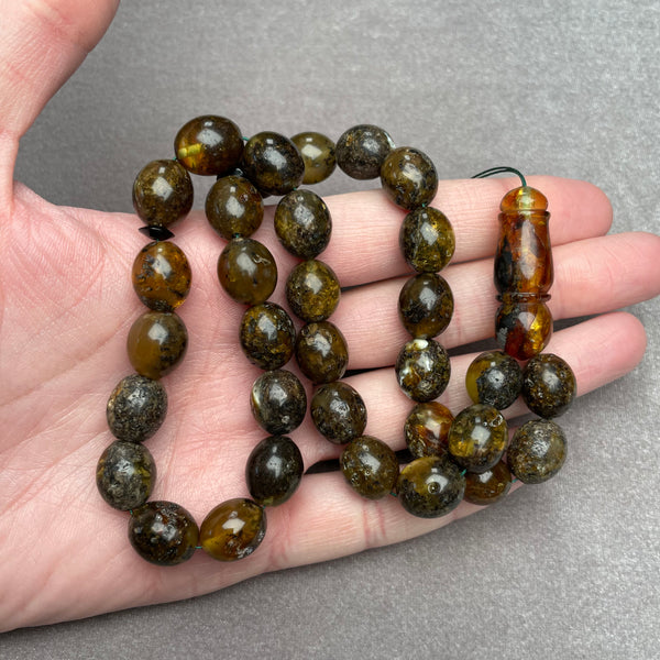 BLACK AMBER ROSARY 11,4x13,3mm 33,4g