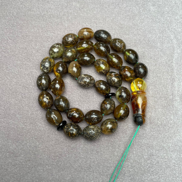 BLACK AMBER ROSARY 11,1x14mm 33g