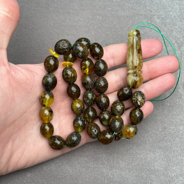 BLACK AMBER ROSARY 11,3x13,5mm 35,5g