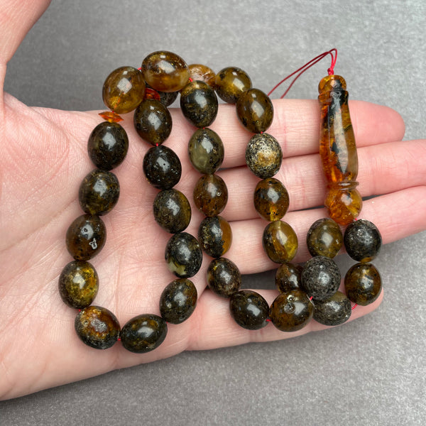 BLACK AMBER ROSARY 10,8x12,9mm 31,2g