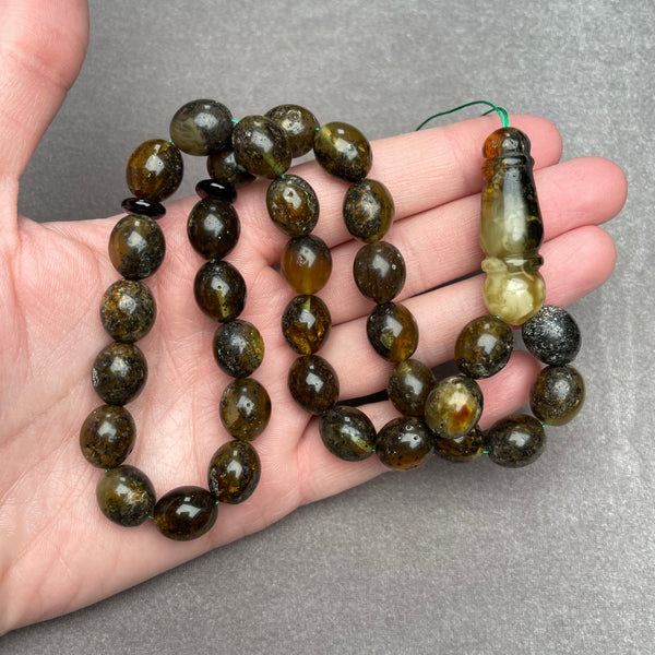 BLACK AMBER ROSARY 11,6x13,7mm 35,9g