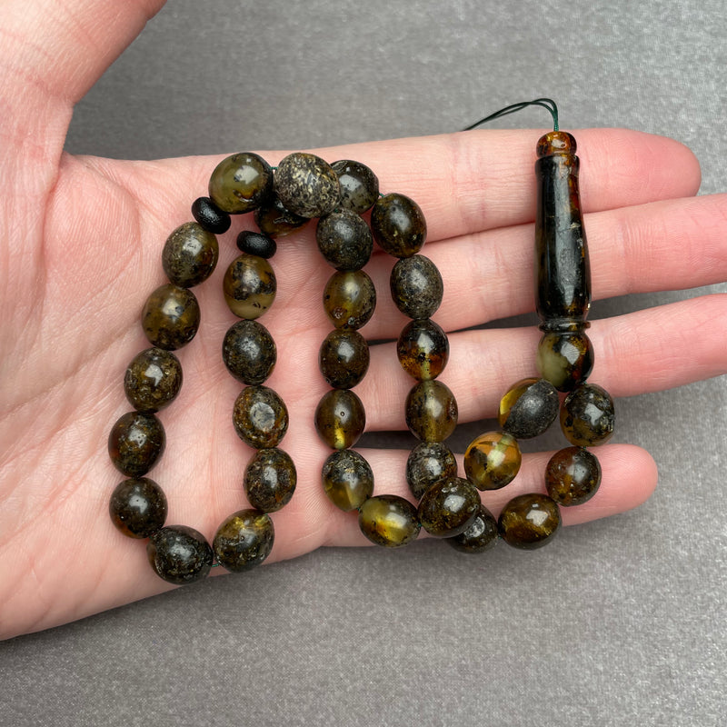 BLACK AMBER ROSARY 9,9x11,5mm 21,7g