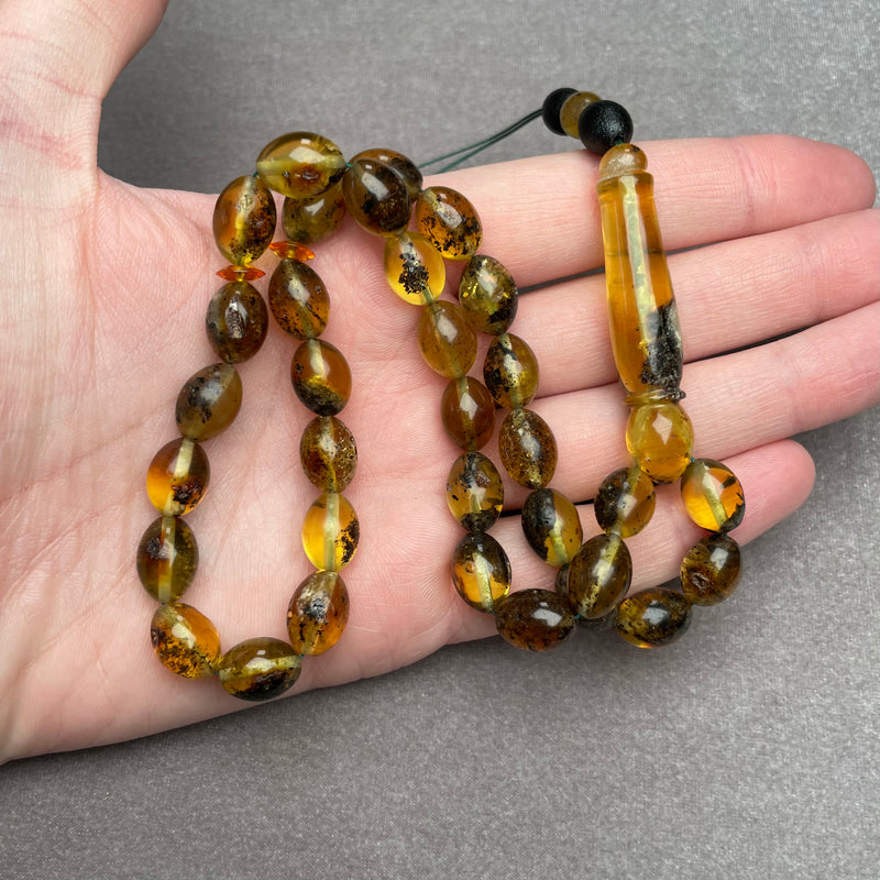 BLACK AMBER ROSARY 9x12,7mm 21,9g