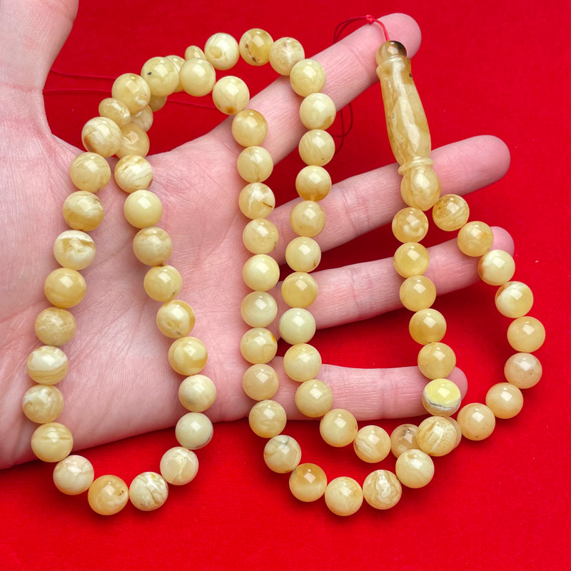 WHITE AMBER ROSARY 10,8mm 55,2g