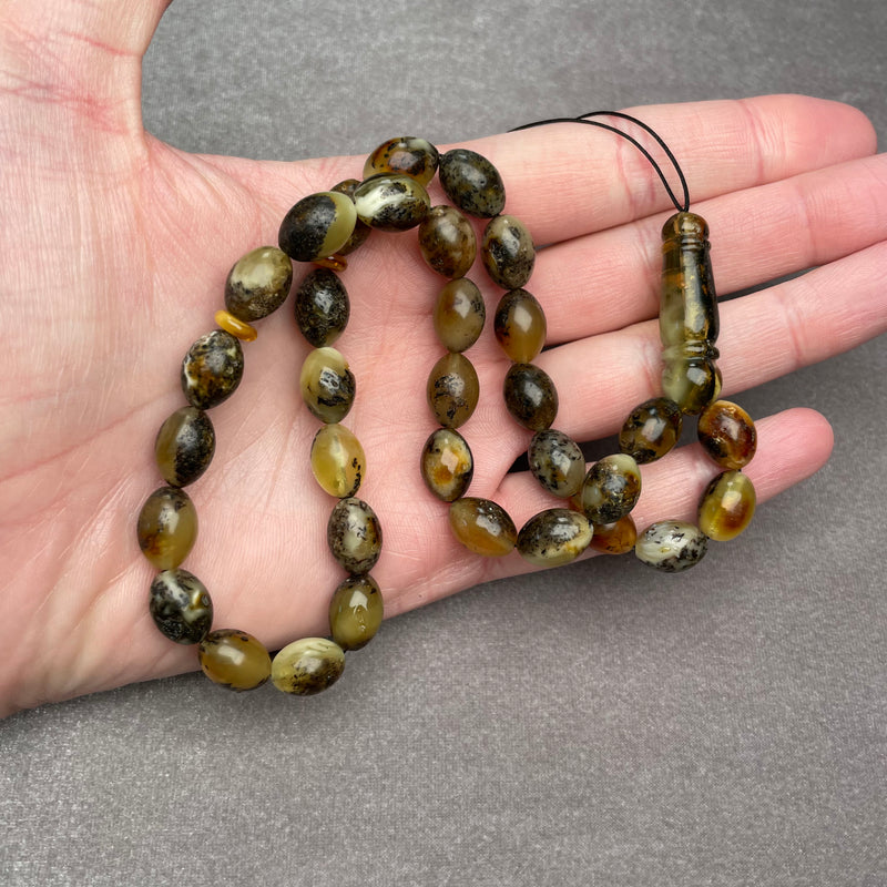 BLACK AMBER ROSARY 9,1x12,7mm 19,5g