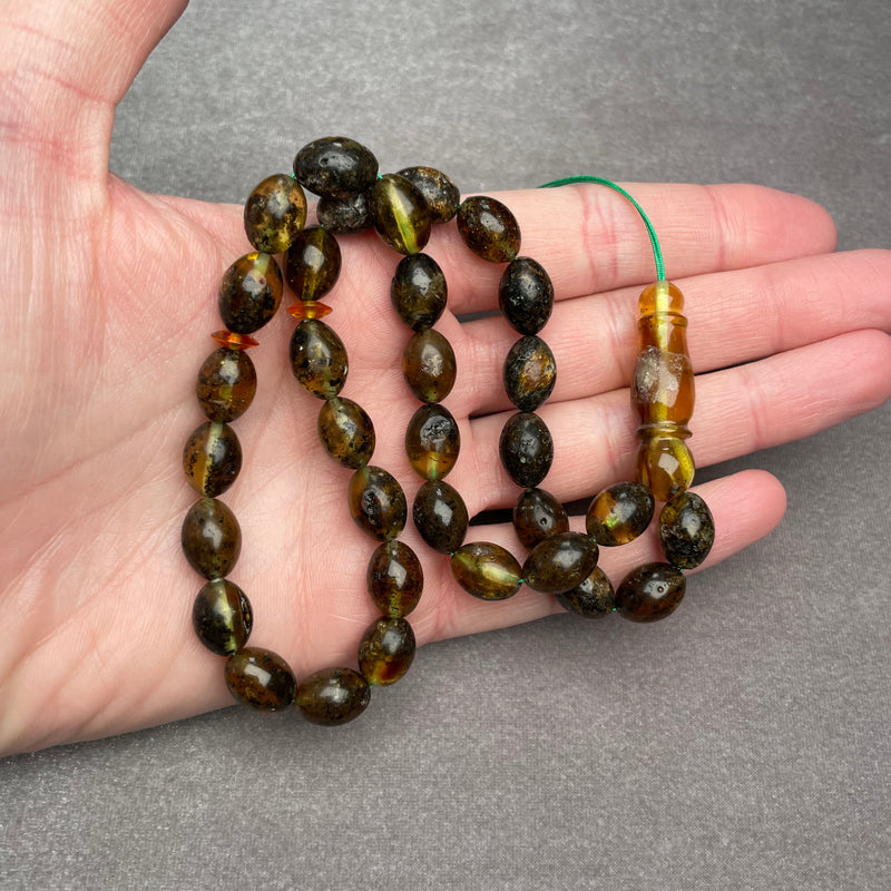 BLACK AMBER ROSARY 9,1x12,4mm 19,3g