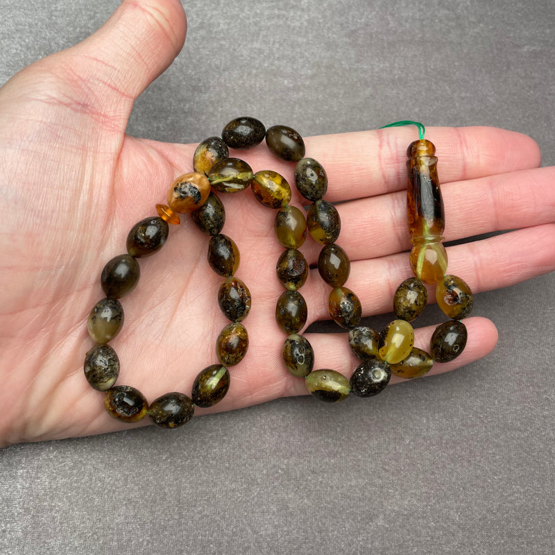 BLACK AMBER ROSARY 9,3x12,8mm 21,8g