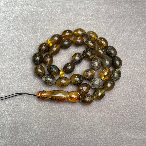 BLACK AMBER ROSARY 10x12,4mm 24,4g