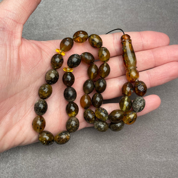 BLACK AMBER ROSARY 10x12,4mm 24,4g