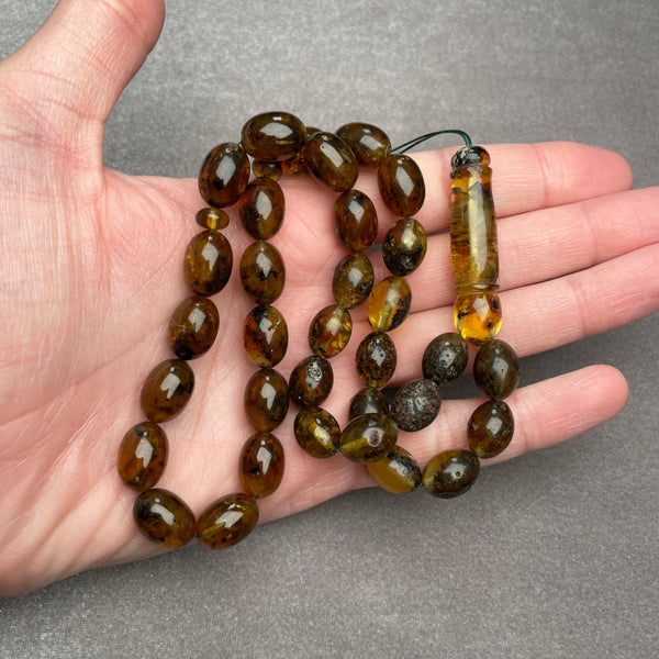 BLACK AMBER ROSARY 10x13,1mm 28,6g