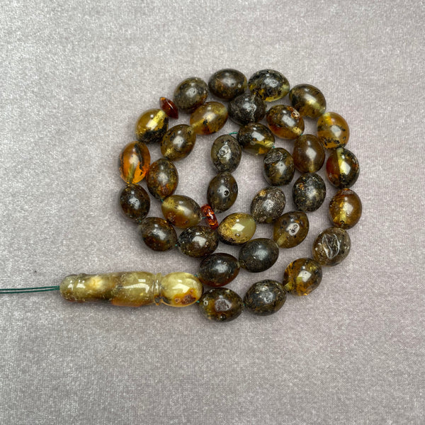 BLACK AMBER ROSARY 9,9x12,2mm 23,2g