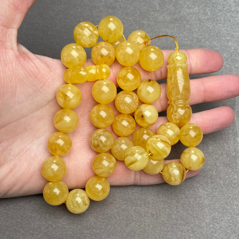 YELLOW AMBER ROSARY 14,6mm 63,4g