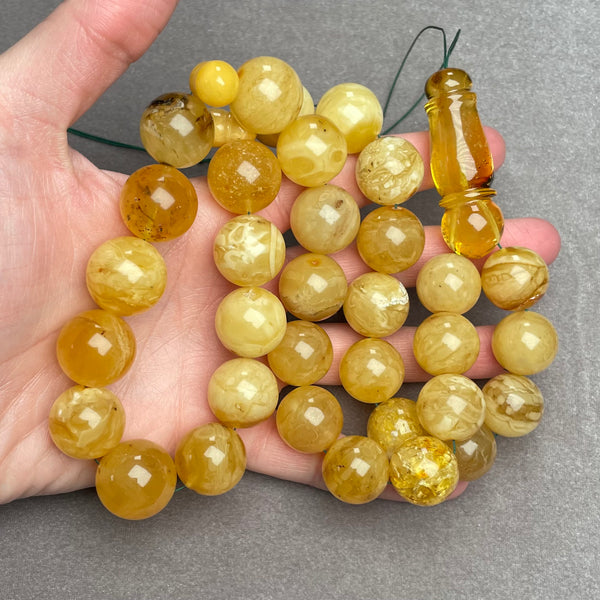 YELLOW AMBER ROSARY 18,5mm 124,8g