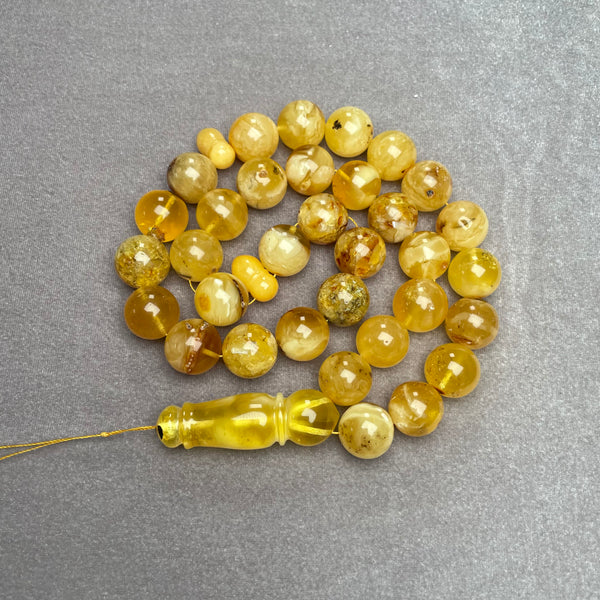 YELLOW AMBER ROSARY 15,3mm 72,2g