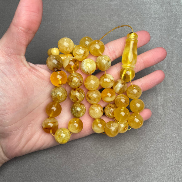 YELLOW AMBER ROSARY 15,3mm 72,2g