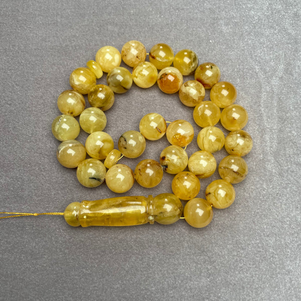 YELLOW AMBER ROSARY 14,3mm 62,7g