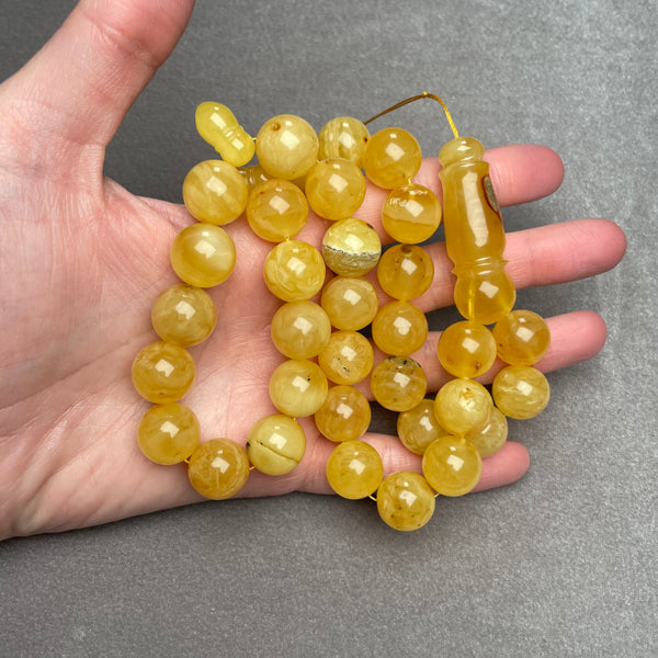 YELLOW AMBER ROSARY 14,8mm 69,5g