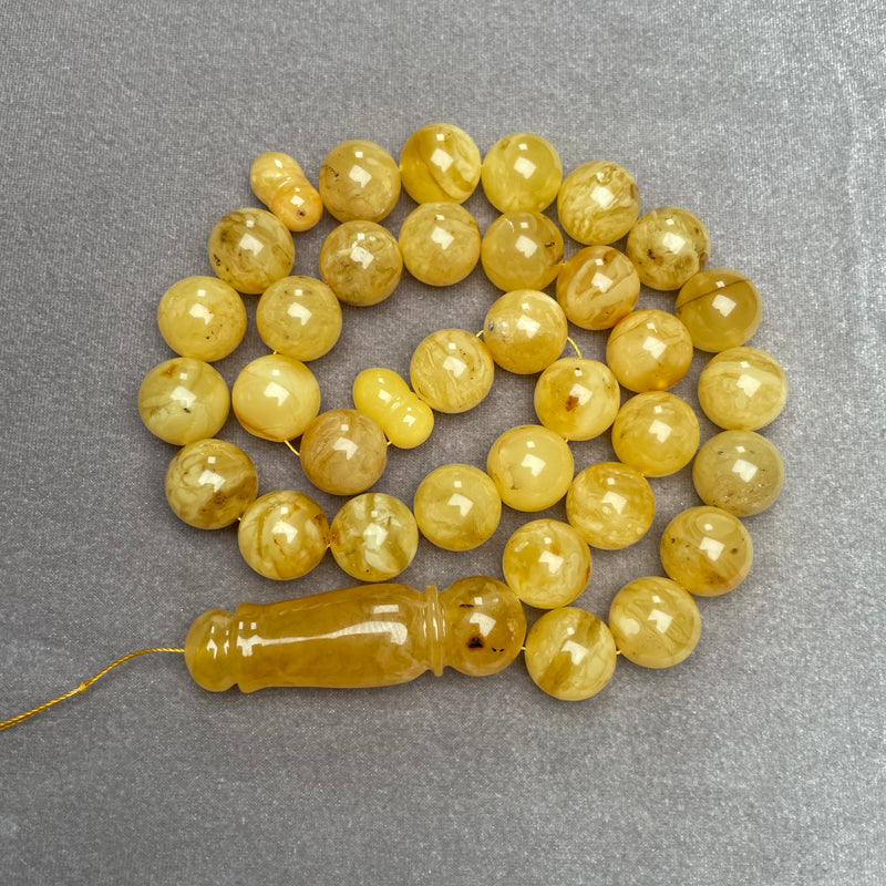 YELLOW AMBER ROSARY 14,7mm 69,7g