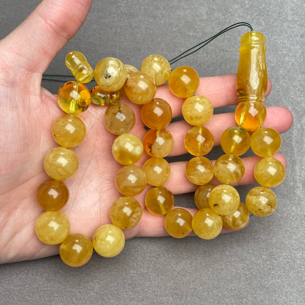 YELLOW AMBER ROSARY 16mm 87,2g